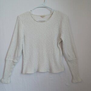 Madewell Top Ribbed Knit Bubble Sleeve Pullover Ivory Color Womens Small